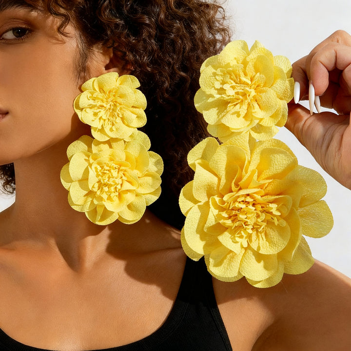 Oversized Flower Earrings Party Wear