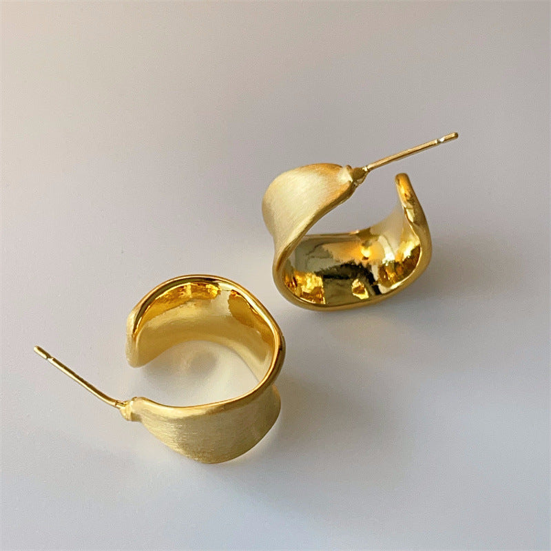 Sculptural Wide C Hoop Earrings Everyday Jewelry