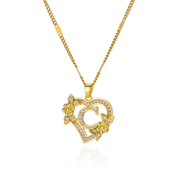 Letter Heart Pendant Necklace