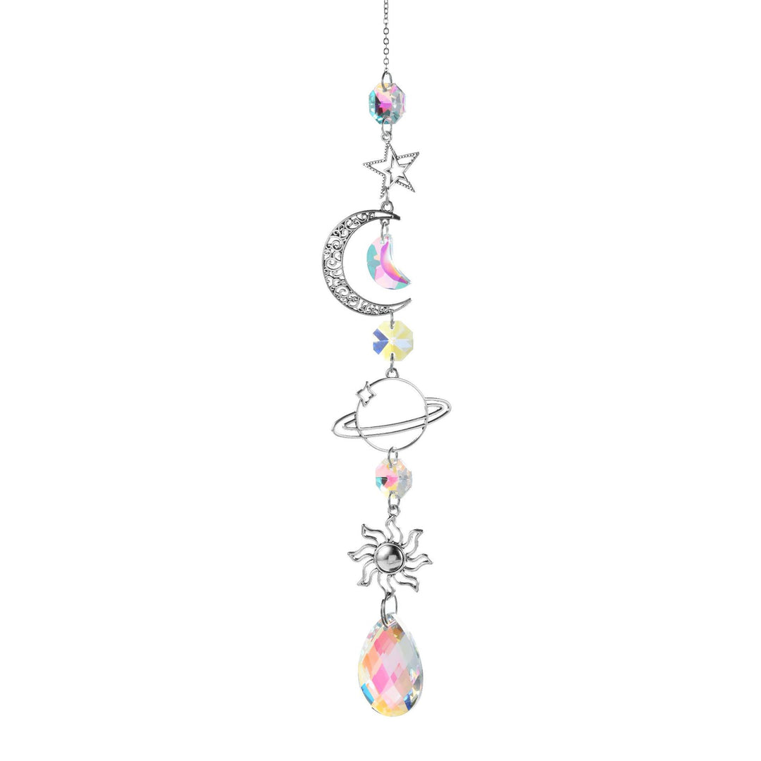 Aurora Prism Sun Moon Star Silver Hanging Suncatcher