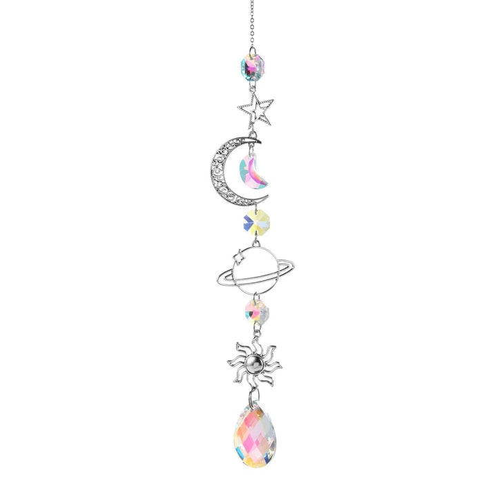 Aurora Prism Sun Moon Star Silver Hanging Suncatcher