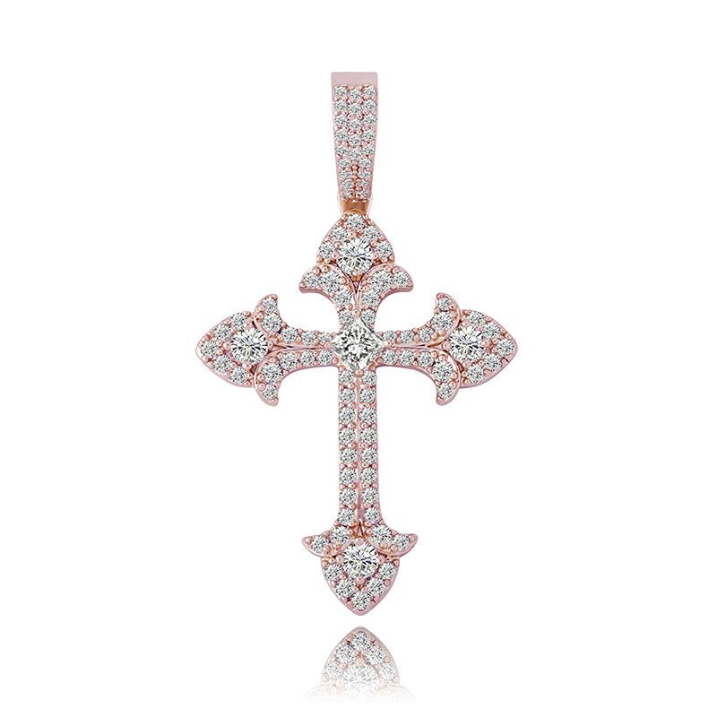 Paved Cross Rope Chain Necklace