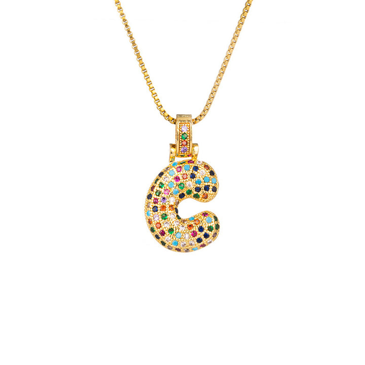 Zircon Letter Pendant Necklace