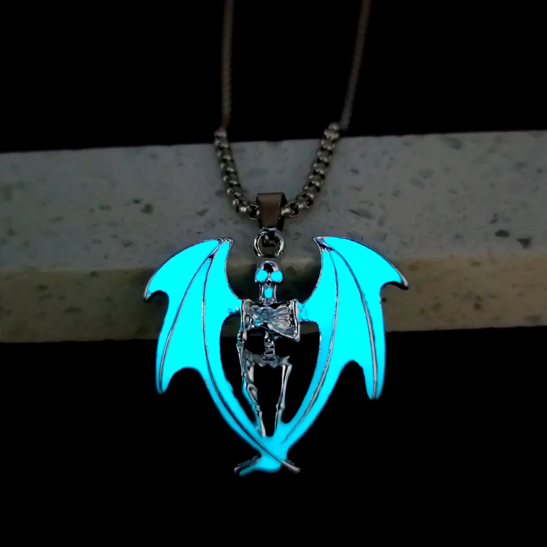 Halloween Glow in Dark Dark Devil Skull Pendant Necklace