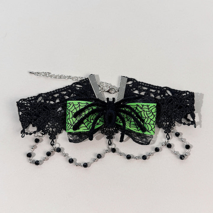 Halloween Spider Web Bow Lace Choker