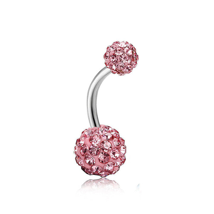 Fully inlaid zircon curved barbell navel ring
