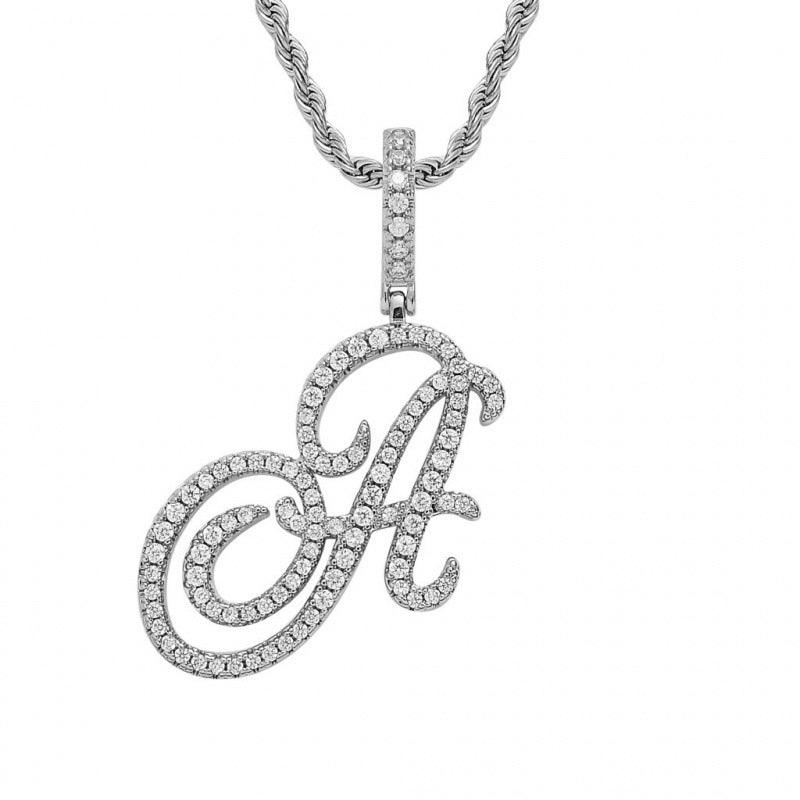 Braided Chain Letter Pendant Necklace