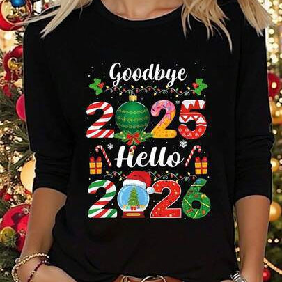 Printed Crew Neck Long Sleeve Casual Top