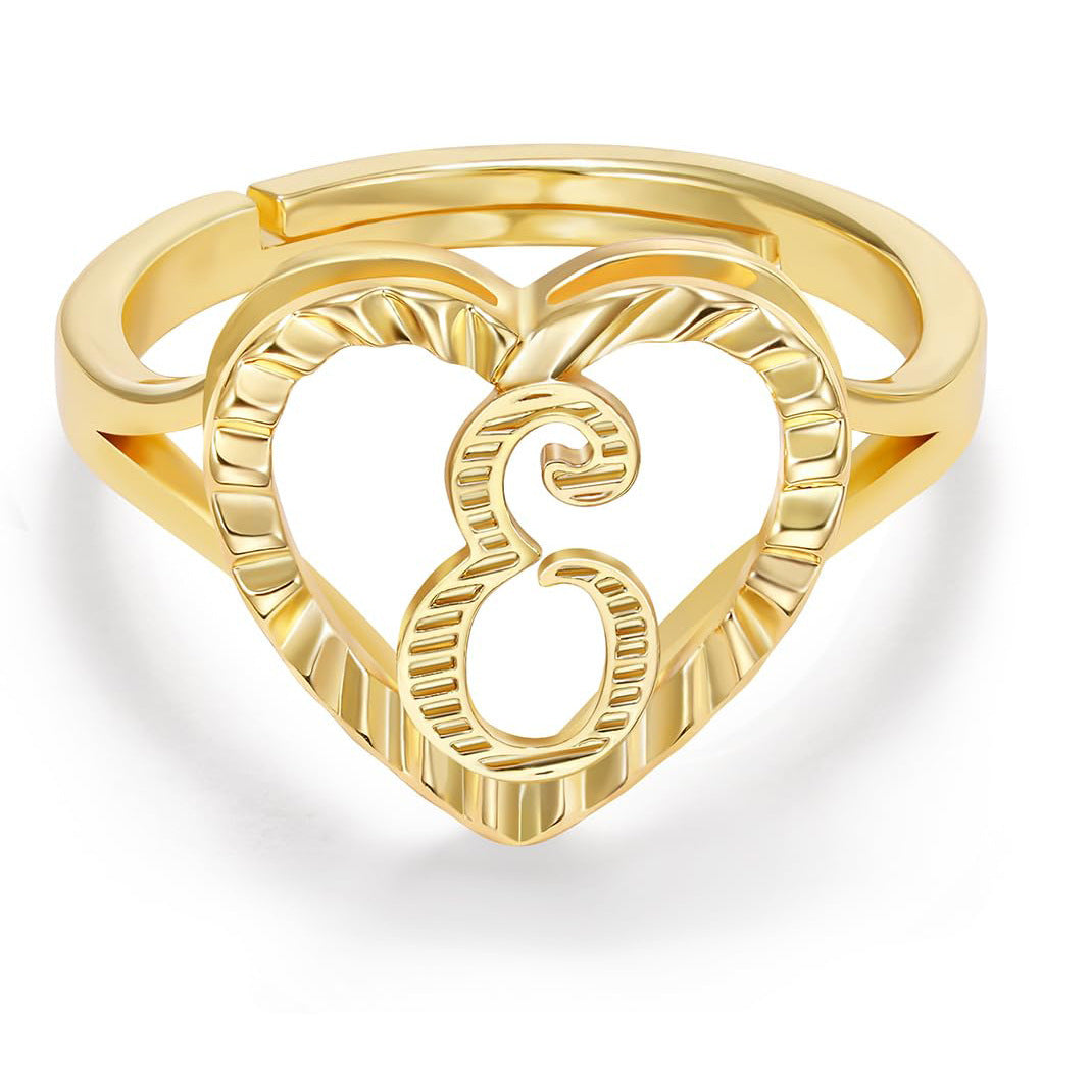 Personalized Initial Heart Open Ring