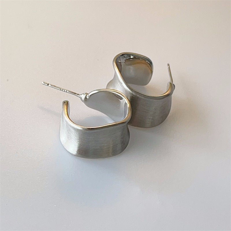 Sculptural Wide C Hoop Earrings Everyday Jewelry