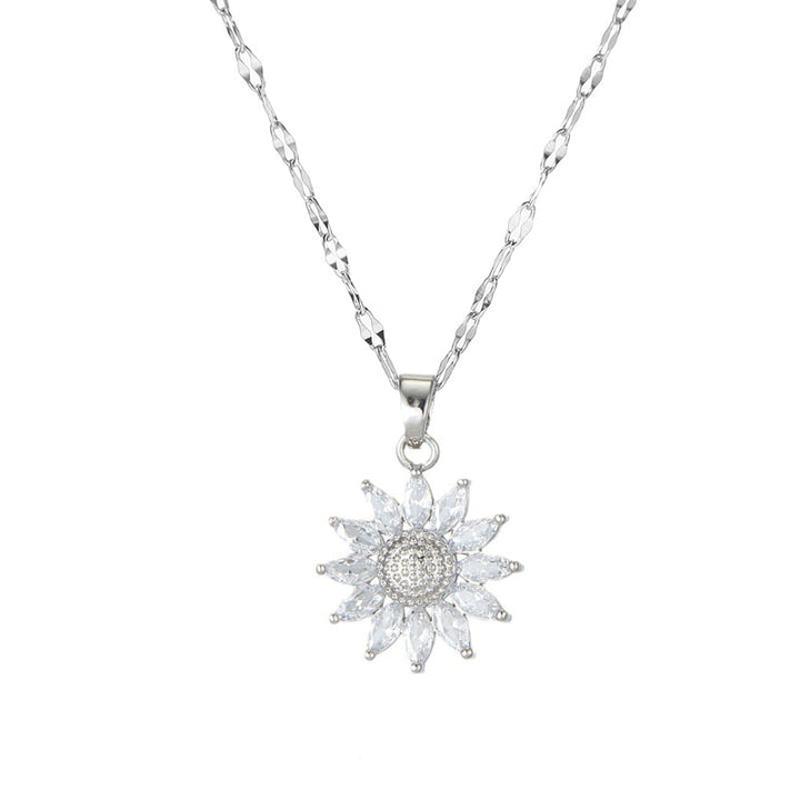 Sunflower Micro Pave Zircon Pendant Necklace