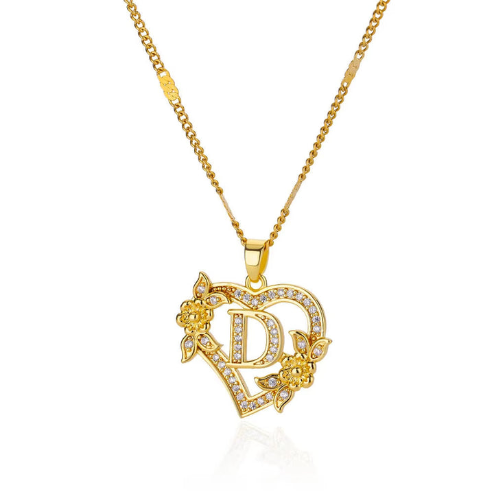 Letter Heart Pendant Necklace