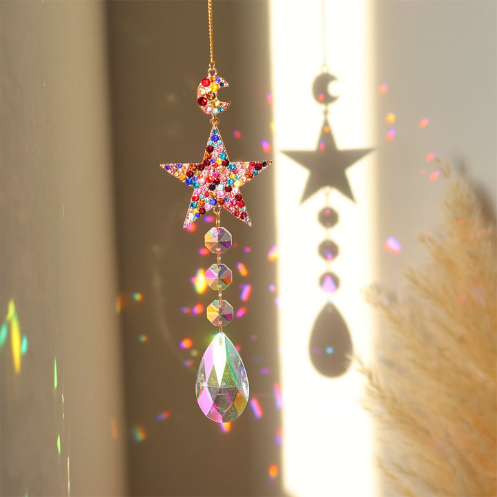 Moon Star Butterfly Zircon Crystal Sun Catcher Hanging