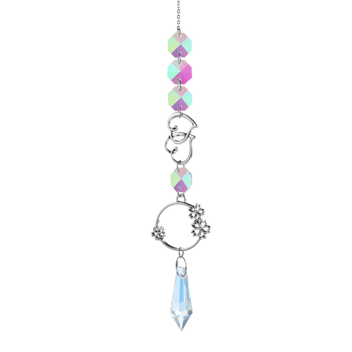 Aurora Prism Sun Moon Star Silver Hanging Suncatcher