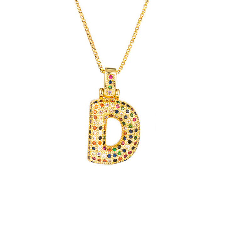Zircon Letter Pendant Necklace
