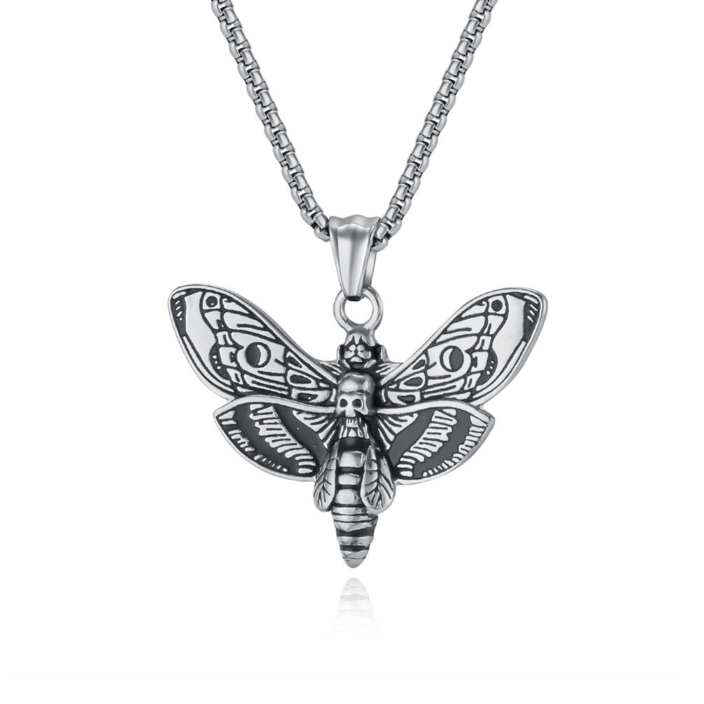 Gothic Death Moth Skull Pendant Necklace