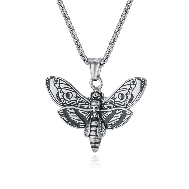 Gothic Death Moth Skull Pendant Necklace