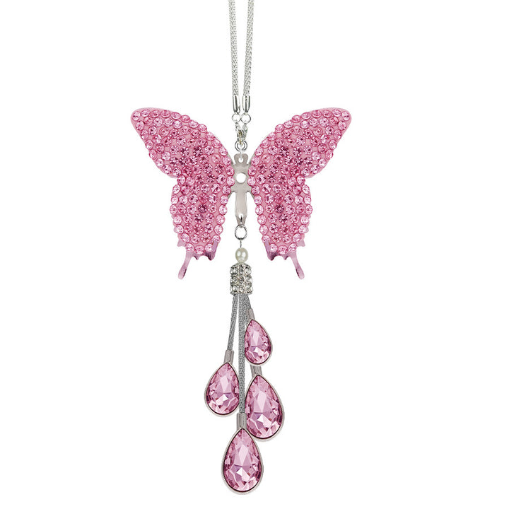 Zircon Butterfly Car Rearview Mirror Hanging Ornament