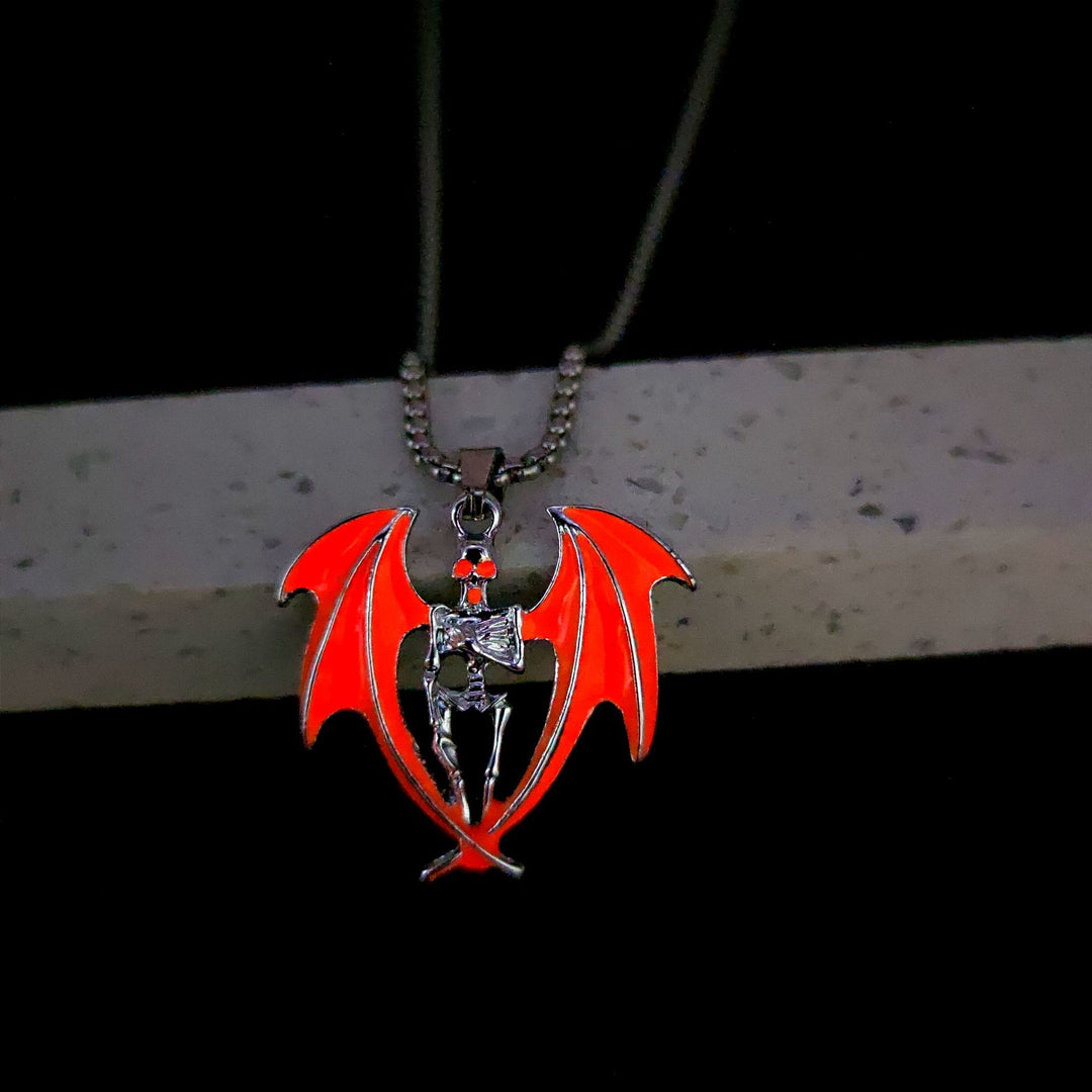 Halloween Glow in Dark Dark Devil Skull Pendant Necklace