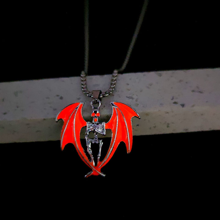 Halloween Glow in Dark Dark Devil Skull Pendant Necklace