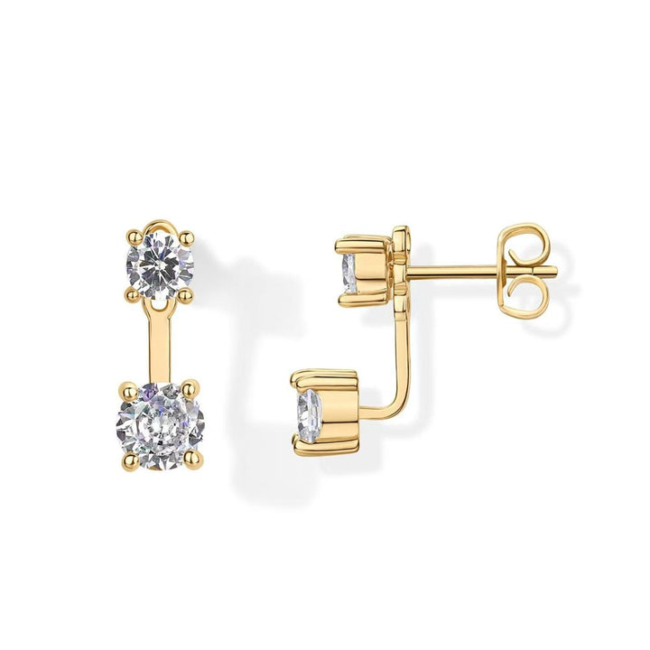 Front Back Double Stone Stud Earring Set Daily Stack Look