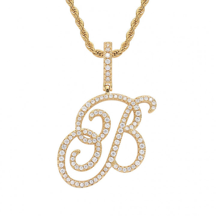 Braided Chain Letter Pendant Necklace