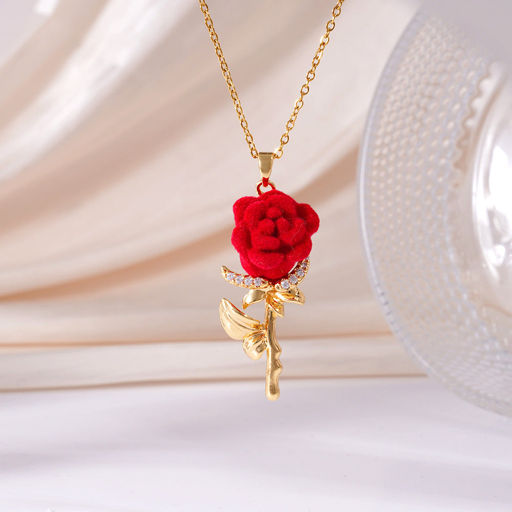 Red Rose Pendant Necklace