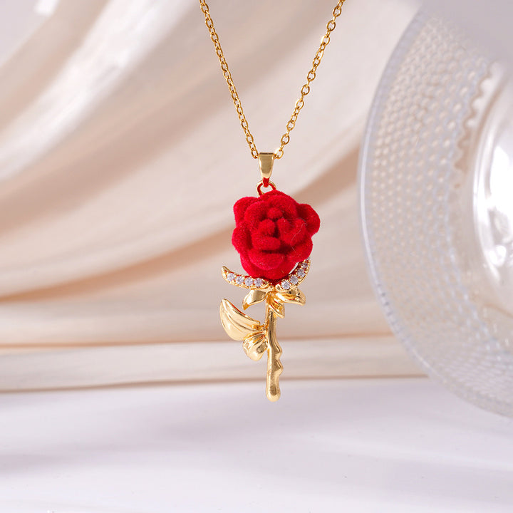 Red Rose Pendant Necklace