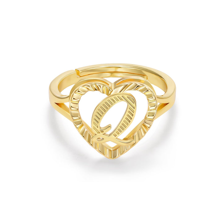 Personalized Initial Heart Open Ring
