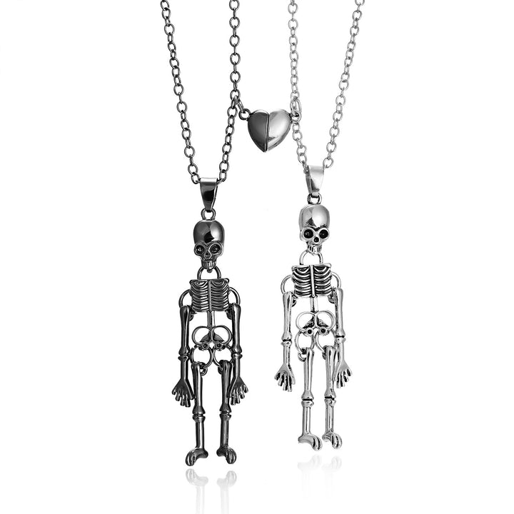Magnetic Skeleton Couple Halloween Necklaces