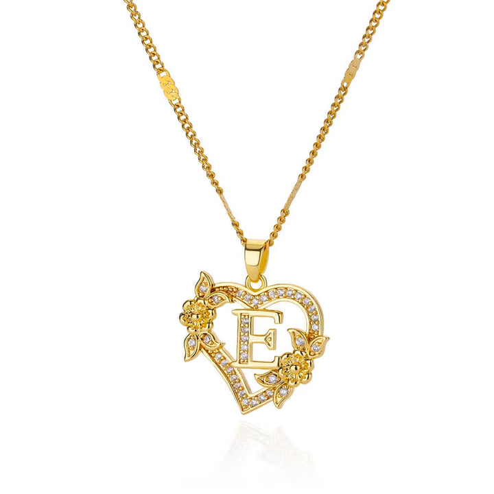 Letter Heart Pendant Necklace
