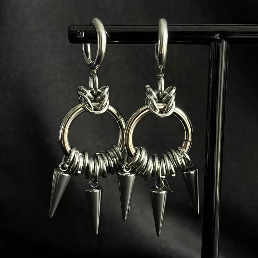 Edgy Cone Pendant Earrings Grunge Casual Style