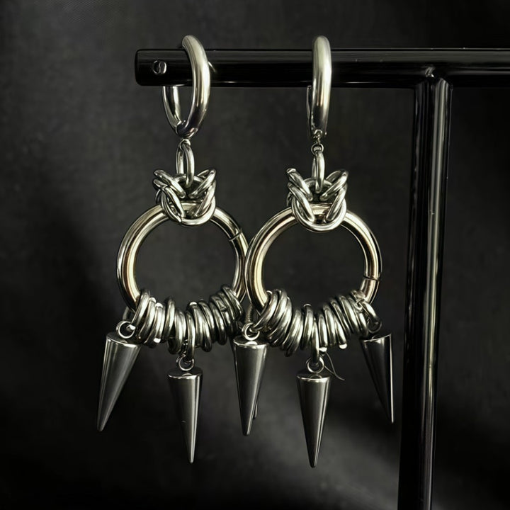 Edgy Cone Pendant Earrings Grunge Casual Style