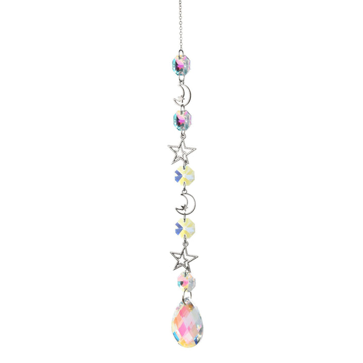 Aurora Prism Sun Moon Star Silver Hanging Suncatcher