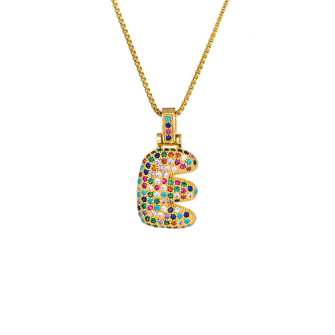 Zircon Letter Pendant Necklace