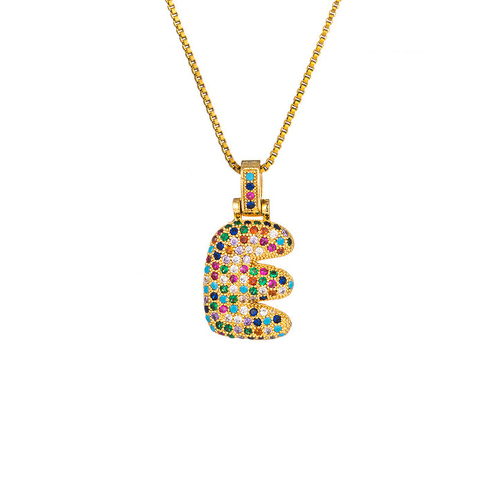 Zircon Letter Pendant Necklace