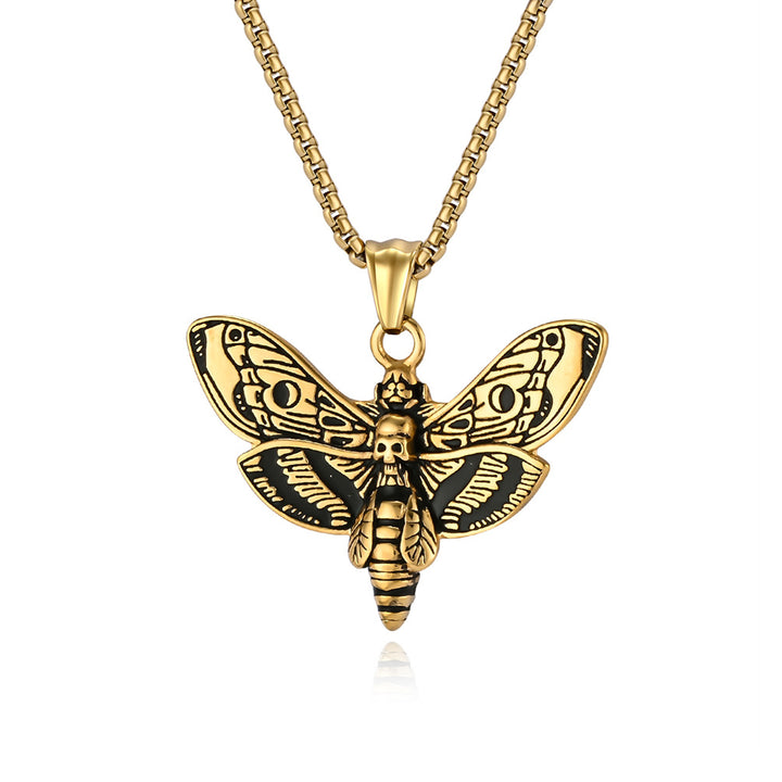 Gothic Death Moth Skull Pendant Necklace