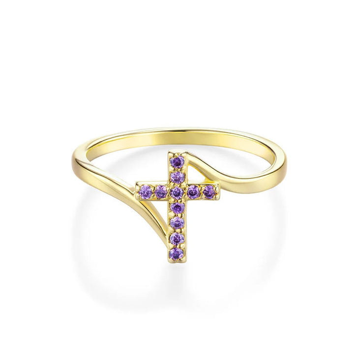 Color Zircon Cross Ring Gift