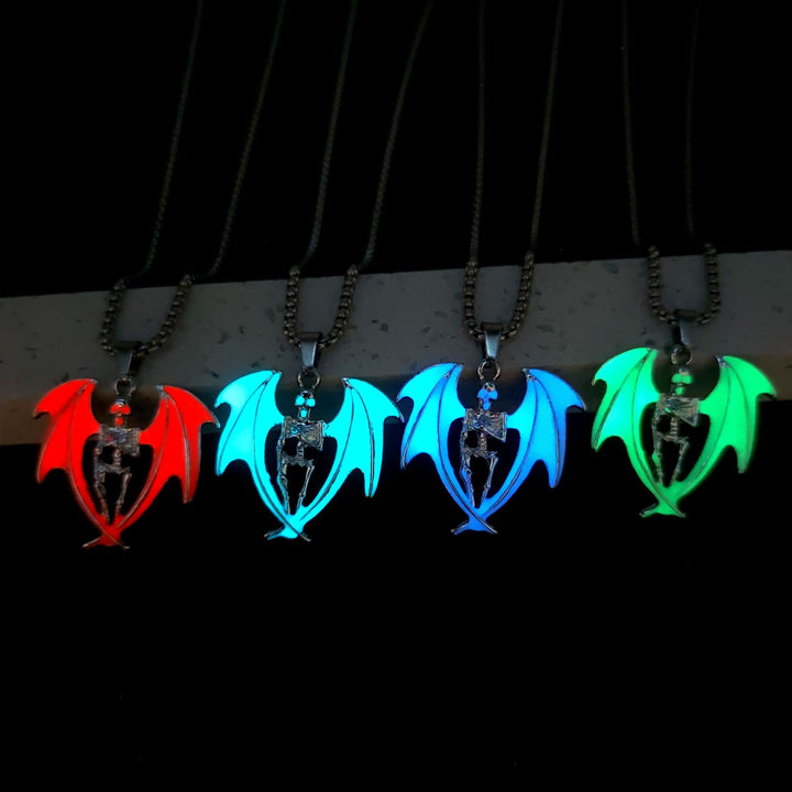 Halloween Glow in Dark Dark Devil Skull Pendant Necklace