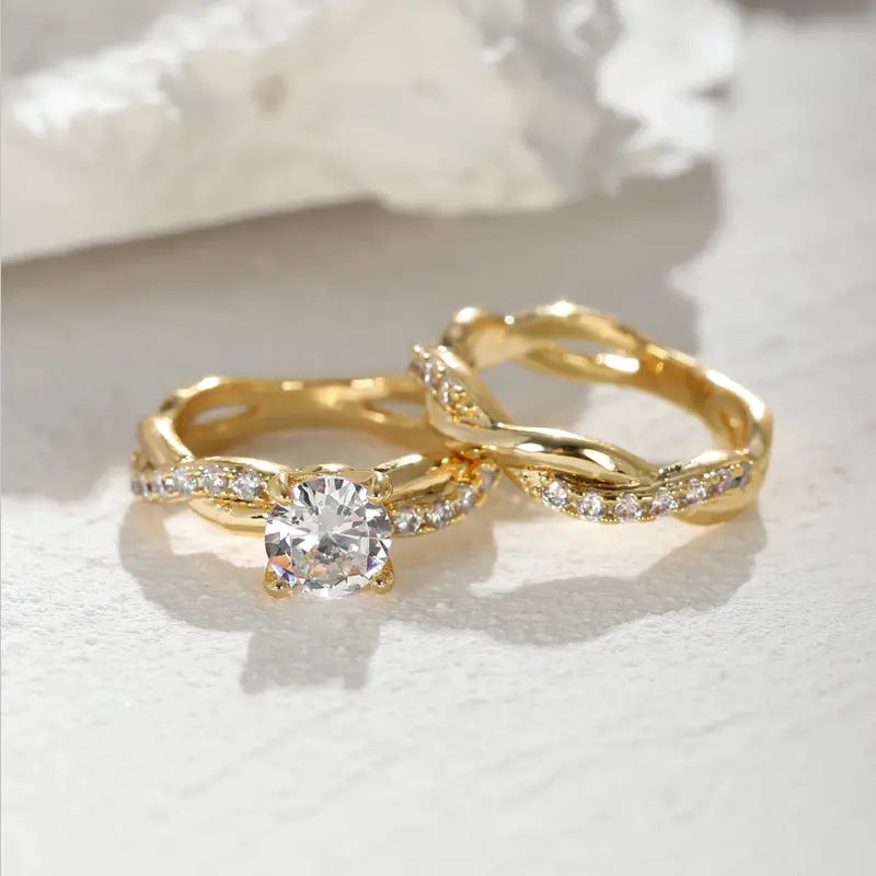 Moissanite Twisted Ring Set