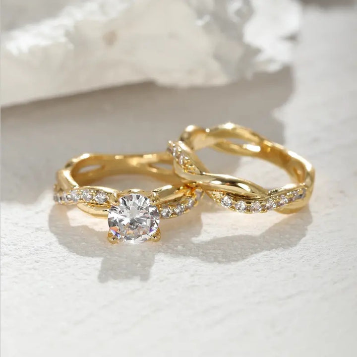Moissanite Twisted Ring Set