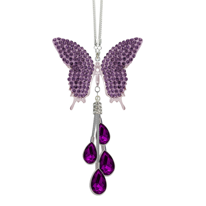Zircon Butterfly Car Rearview Mirror Hanging Ornament