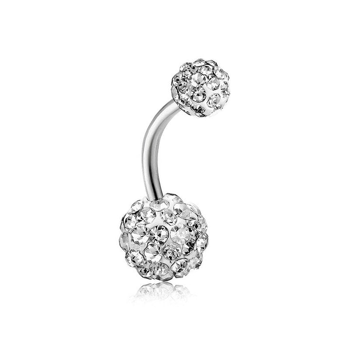 Fully inlaid zircon curved barbell navel ring