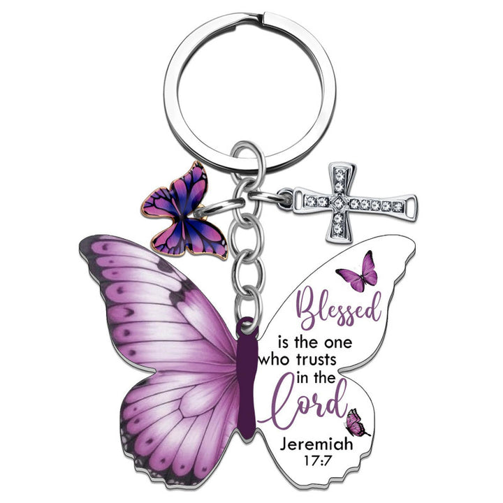 Butterfly Scripture Keychain Faith Charm