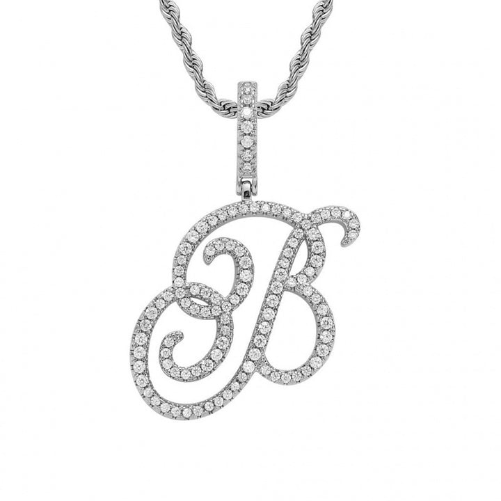 Braided Chain Letter Pendant Necklace