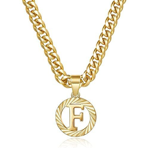 Cuban Chain Necklace with Openwork Letter Pendant