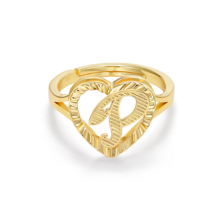Personalized Initial Heart Open Ring