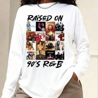 Printed Crew Neck Long Sleeve Casual Top