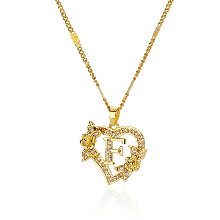 Letter Heart Pendant Necklace