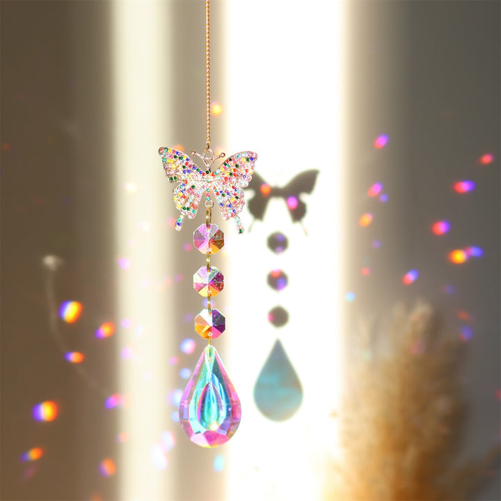 Moon Star Butterfly Zircon Crystal Sun Catcher Hanging